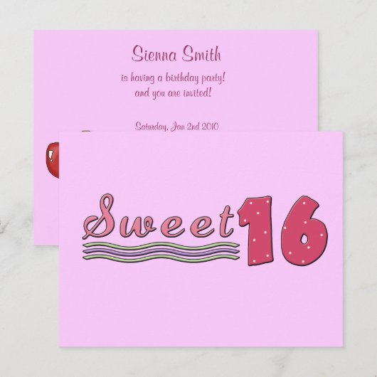 Einladung zum 16. Geburtstag (Vorne/Hinten)