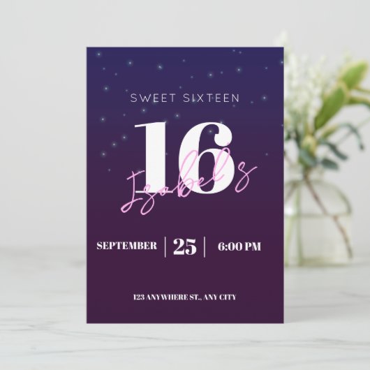 Einladung zum 16. Geburtstag für Mädchen Digital S (Stehend Vorderseite)