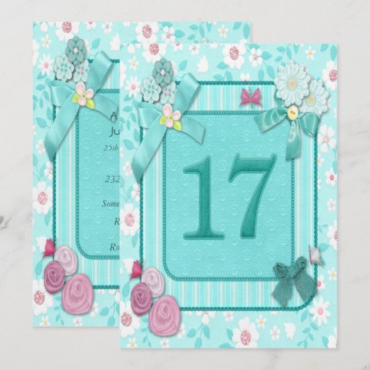 Einladung zum 17. Geburtstag (Vorne/Hinten)