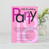 Einladung zum 18. Geburtstag in Rosa (Stehend Vorderseite)