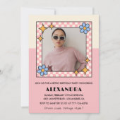 Einladung zum 18. Geburtstag Retro Groovy Pink Blu (Vorderseite)