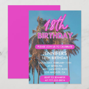 Einladung zum 18. Geburtstag Sommer Tropisch Palme