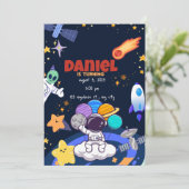 Einladung zum 1. Astronautenflug Rocket Geburtstag (Stehend Vorderseite)