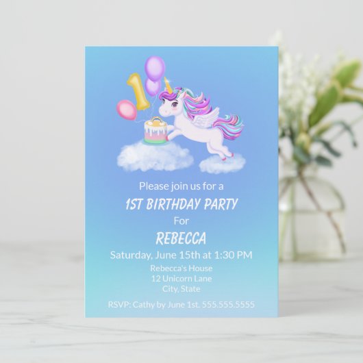 Einladung zum 1. Geburtstag (Stehend Vorderseite)