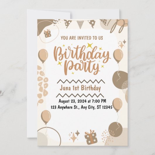 Einladung zum 1. Geburtstag (Vorderseite)