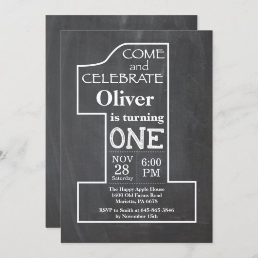 Einladung zum 1. Geburtstag (Vorne/Hinten)