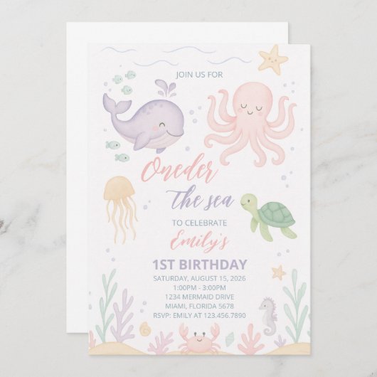 Einladung zum 1. Geburtstag (Vorne/Hinten)