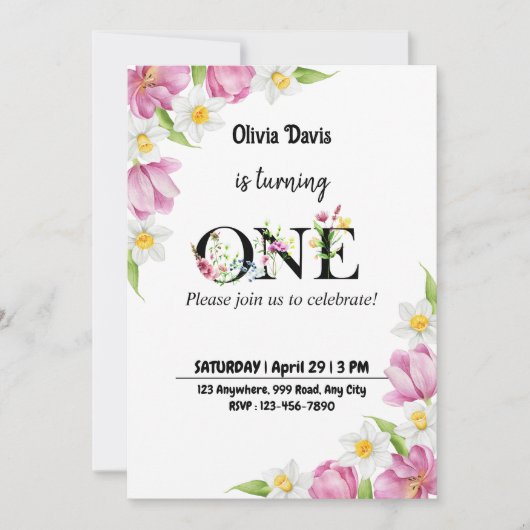 Einladung zum 1. Geburtstag (Vorderseite)