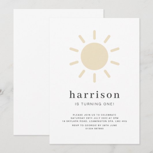 Einladung zum 1. Geburtstag (Vorne/Hinten)
