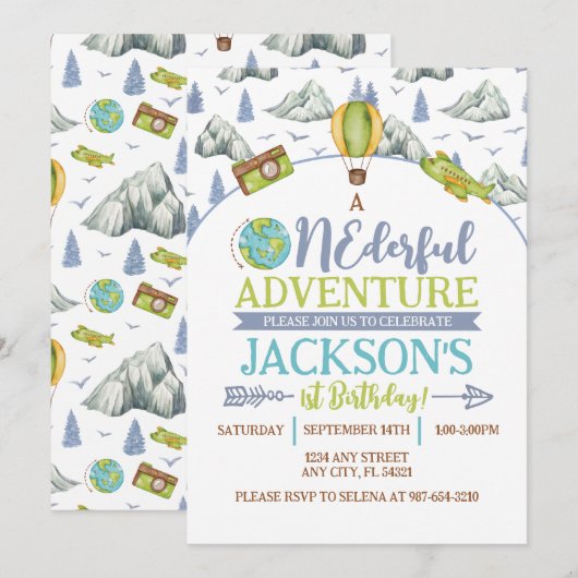 Einladung zum 1. Geburtstag (Vorne/Hinten)