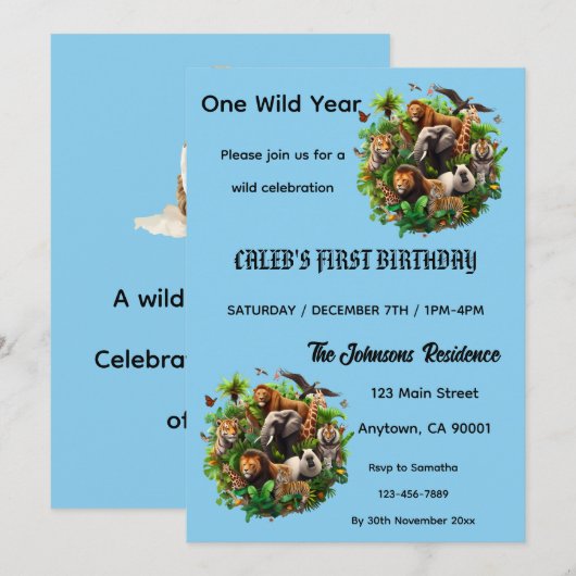 Einladung zum 1. Geburtstag (Vorne/Hinten)