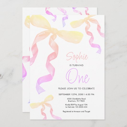 Einladung zum 1. Geburtstag (Vorne/Hinten)