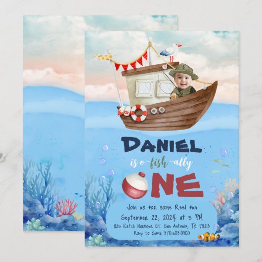 Einladung zum 1. Geburtstag (Vorne/Hinten)