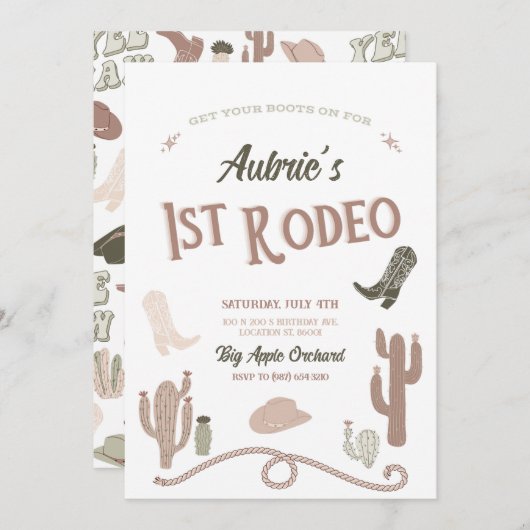 Einladung zum 1. Geburtstag (Vorne/Hinten)