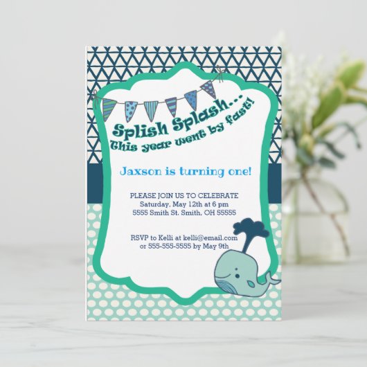 Einladung zum 1. Geburtstag (Stehend Vorderseite)