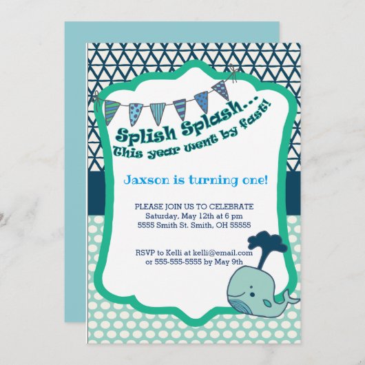 Einladung zum 1. Geburtstag (Vorne/Hinten)