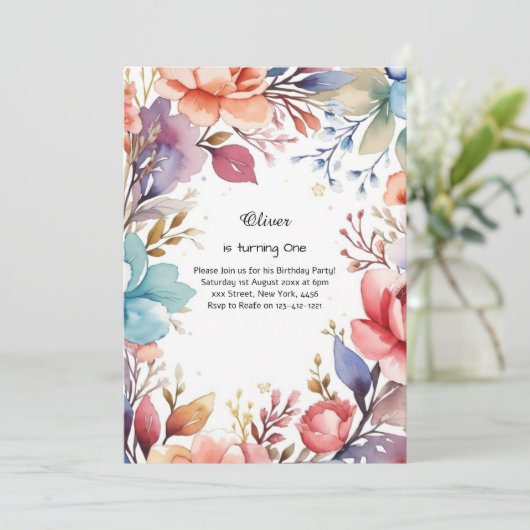 Einladung zum 1. Geburtstag (Stehend Vorderseite)