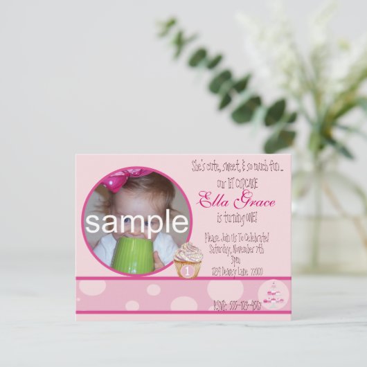 Einladung zum 1. Geburtstag (Stehend Vorderseite)