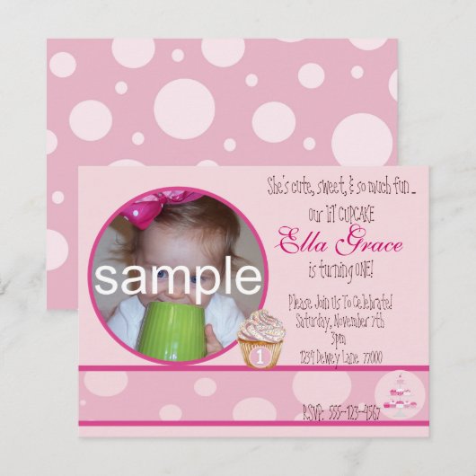 Einladung zum 1. Geburtstag (Vorne/Hinten)