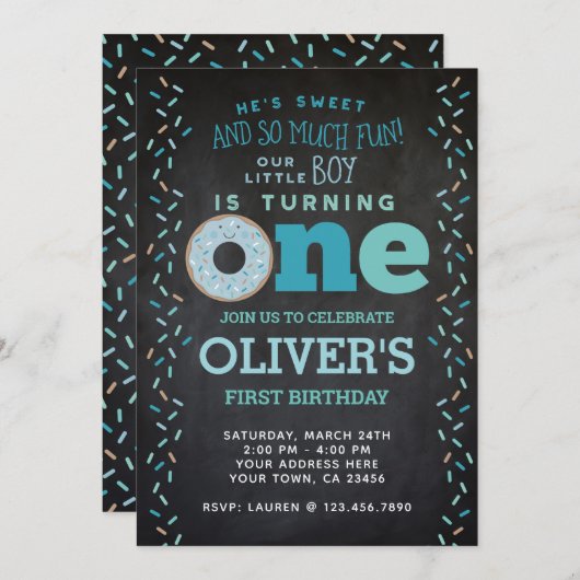 Einladung zum 1. Geburtstag (Vorne/Hinten)