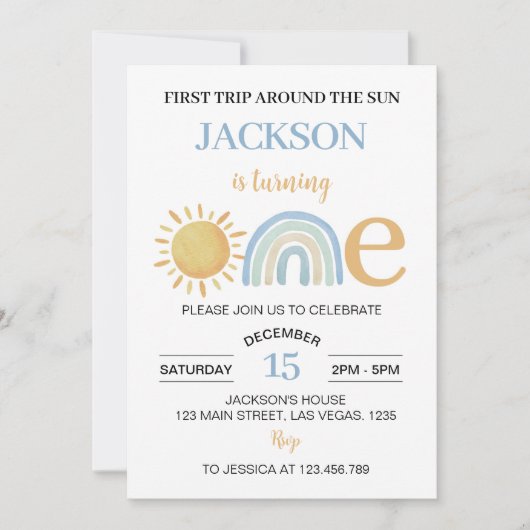 Einladung zum 1. Geburtstag (Vorderseite)