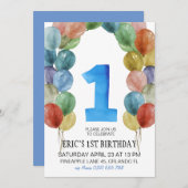 Einladung zum 1. Geburtstag, 1. Geburtstag, Junge, (Vorne/Hinten)