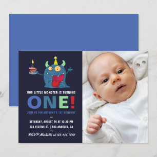 Einladung zum 1. Geburtstag Baby Junge Kleines Mon