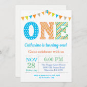 Einladung zum 1. Geburtstag. Boy First Geburtstag (Vorne/Hinten)