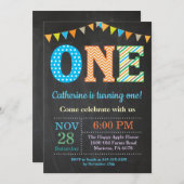 Einladung zum 1. Geburtstag. Boy First Geburtstag (Vorne/Hinten)