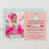 Einladung zum 1. Geburtstag Cupcakes (Vorne/Hinten)