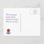 Einladung zum 1. Geburtstag der Postkarte im Juli (Rückseite)