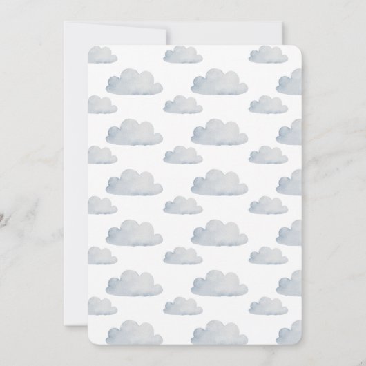 Einladung zum 1. Geburtstag eines Aquarellflugzeug (Rückseite)