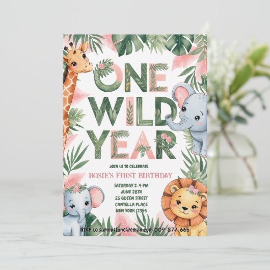 Einladung zum 1. Geburtstag eines Wildjahres (Stehend Vorderseite)