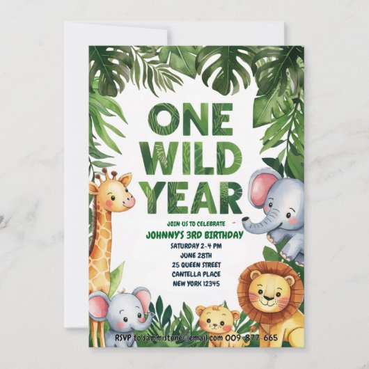 Einladung zum 1. Geburtstag eines Wildjahres (Vorderseite)