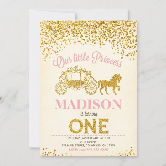 Einladung zum 1. Geburtstag / Glitzer (Vorderseite)