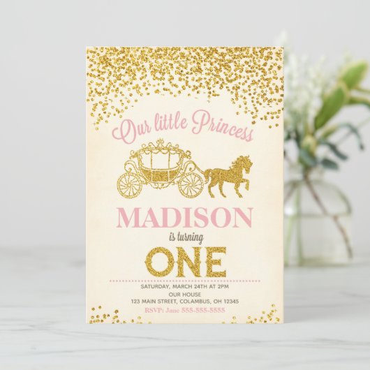 Einladung zum 1. Geburtstag / Glitzer (Stehend Vorderseite)