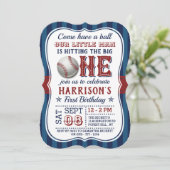 Einladung zum 1. Geburtstag im Baseball (Stehend Vorderseite)