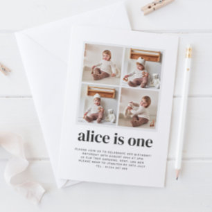 Einladung zum 1. Geburtstag Mädchen Foto Collage