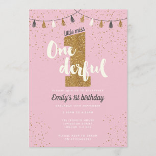 Einladung zum 1. Geburtstag - Mädchen Glitzer Part