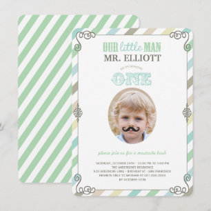 Einladung zum 1. Geburtstag mit Baby Boy Schnurrba