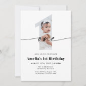 Einladung zum 1. Geburtstag mit Foto (Vorderseite)