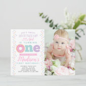 Einladung zum 1. Geburtstag mit Foto (Stehend Vorderseite)