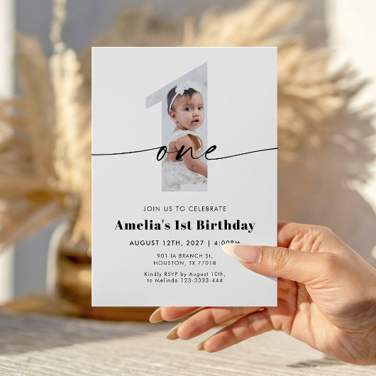 Einladung zum 1. Geburtstag mit Foto