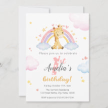 Einladung zum 1. Geburtstag - Niedliche Giraffe un