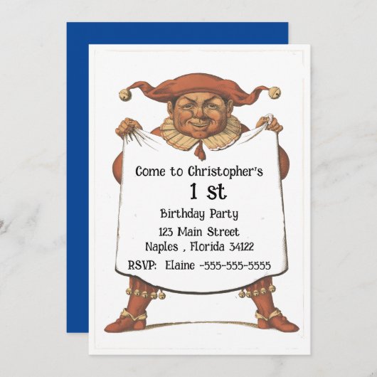 Einladung zum 1. Geburtstag Party (Vorne/Hinten)