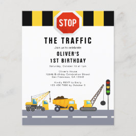 Einladung zum 1. Geburtstag Party Bauwagen