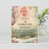 Einladung zum 1. Geburtstag, personalisiertes Foto (Stehend Vorderseite)