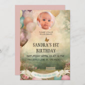 Einladung zum 1. Geburtstag, personalisiertes Foto (Vorne/Hinten)