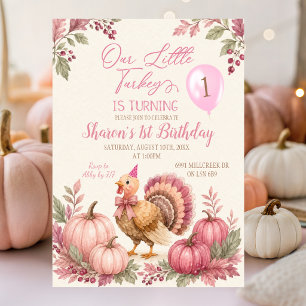 Einladung zum 1. Geburtstag Pinker Truthahn