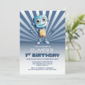 Einladung zum 1. Geburtstag Robot Themenabend (Stehend Vorderseite)